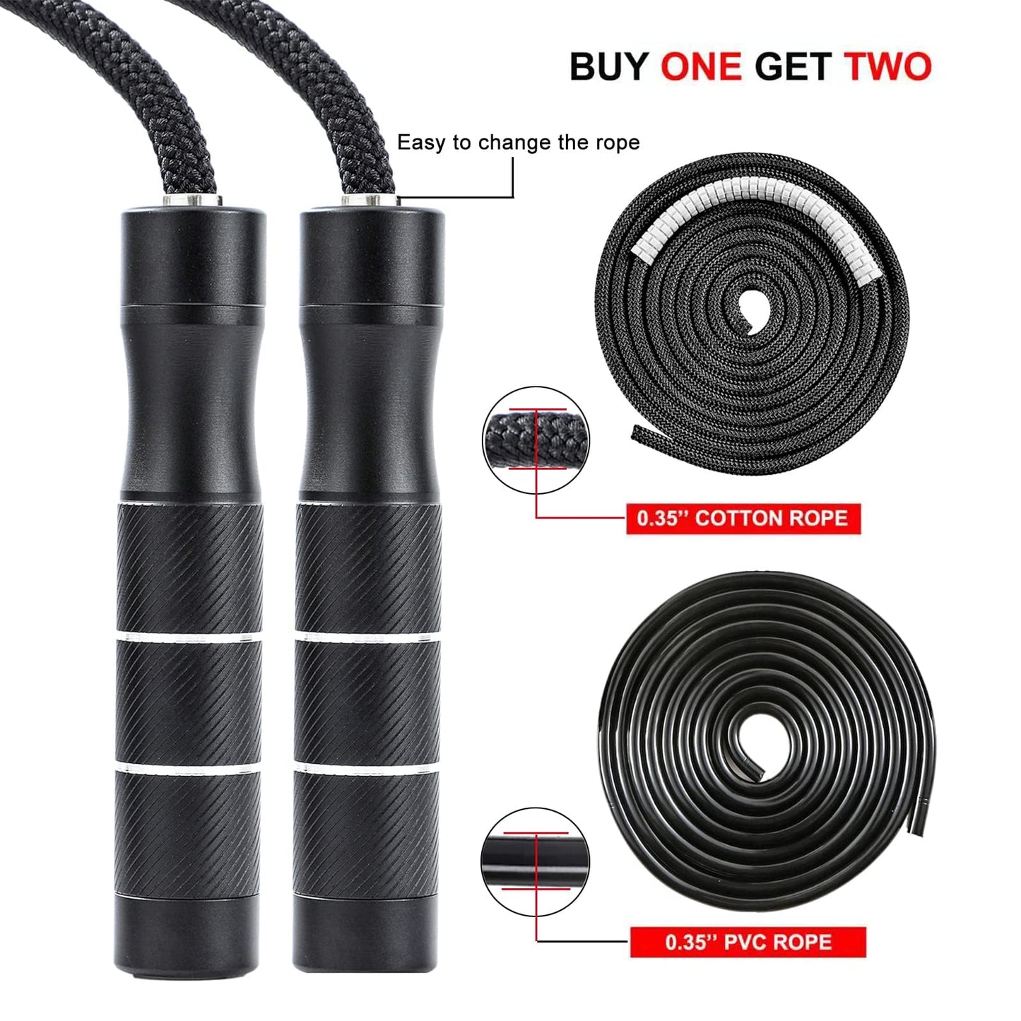 weighted jump rope Fitness for women men,1LB Tangle-free Skipping Rope for Muay Thai Training Crossfit workout Aluminum Handles Adjustable Length PVC Cord and Cotton Rope