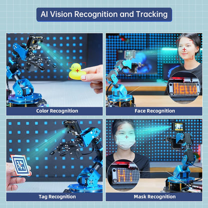 AI Vision & Voice Interaction Smart Robotic Arm for Arduino Scratch Python 6DOF Robot Arm STEM Project Educational Robot & Engineering Kits, Science/Coding/Programming Set, xArmAI Advanced Kit