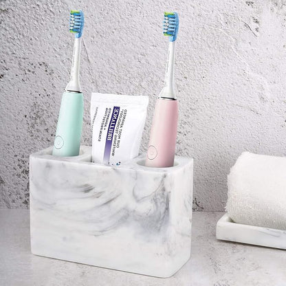 Luxspire Electric Toothbrush Holder, 3 Slots Large Marble Toothbrush Toothpaste