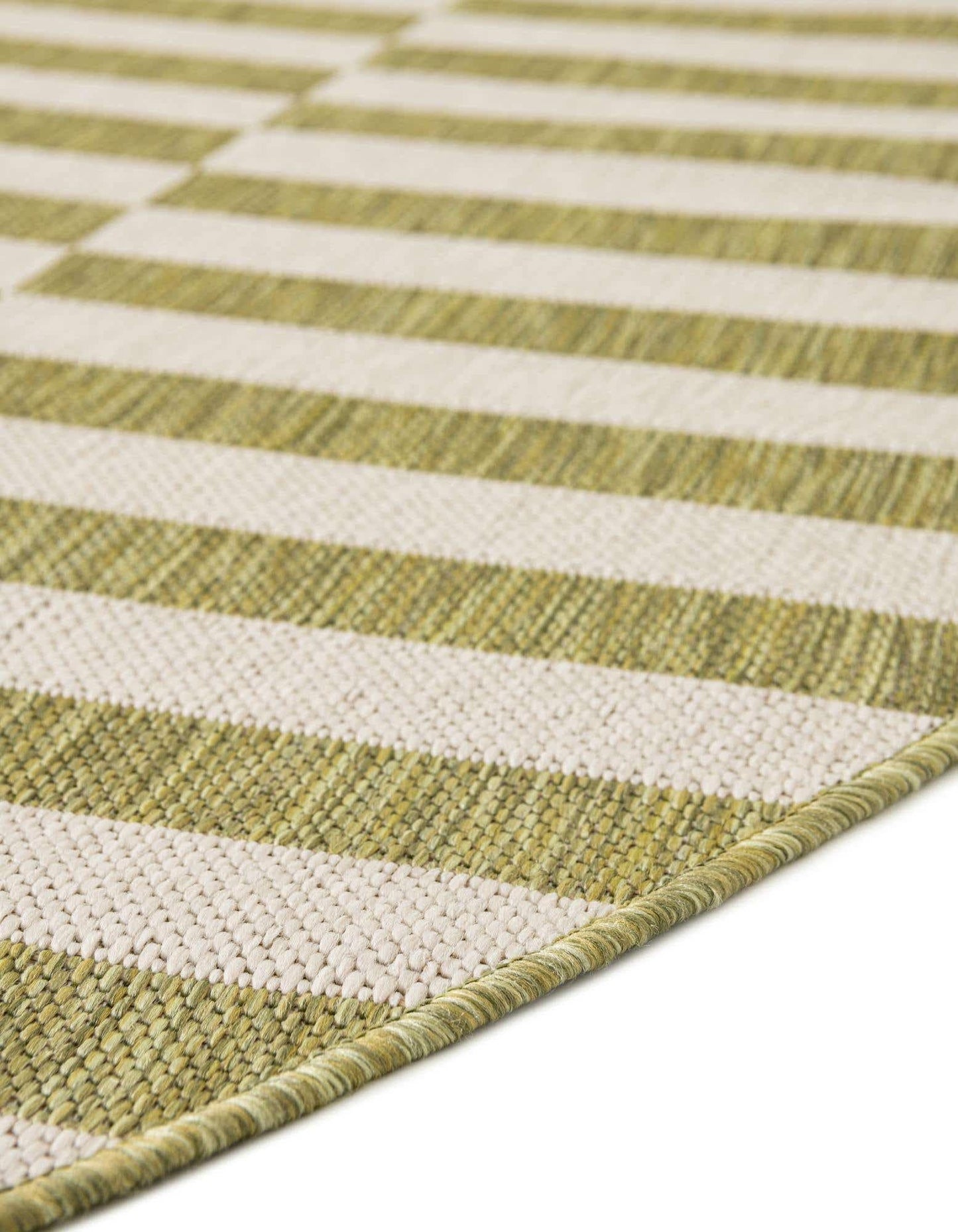 Unique Loom Outdoor Striped Collection Area Rug - Striped (6' 1" Round Green/Ivory)