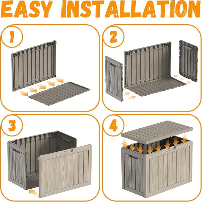 50 Gallon Outdoor Package Delivery Box with Lockable, Resin, Waterproof & Weatherproof Secure Parcel Drop Box for Porch, Outside Storage Boxes(Grey，50 Gallon)