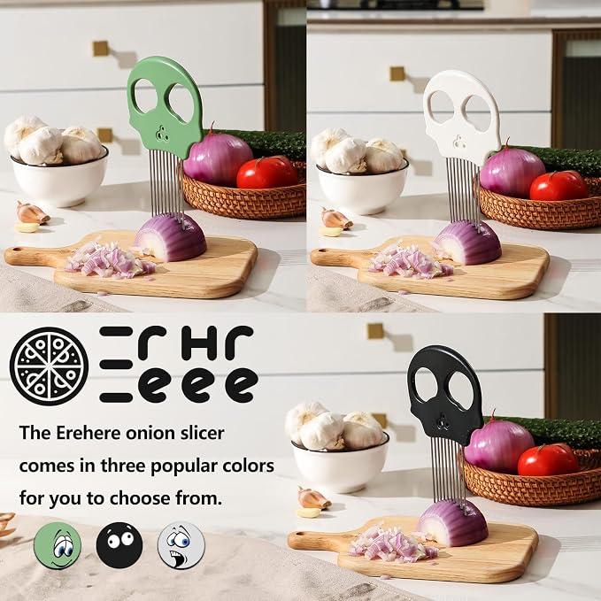Stainless Steel Onion Cutter & Egg Slicer – Multi-Function Vegetable Cutter and Herb Stripper for Avocados, Tomatoes, and Potatoes (Green)