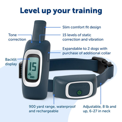 PetSafe 900 Yard Remote Training Collar Choose from Tone, Vibration, or 15 Levels of Static Stimulation Longest Range Option for Training Off Leash Dogs Waterproof and Durable Rechargeable
