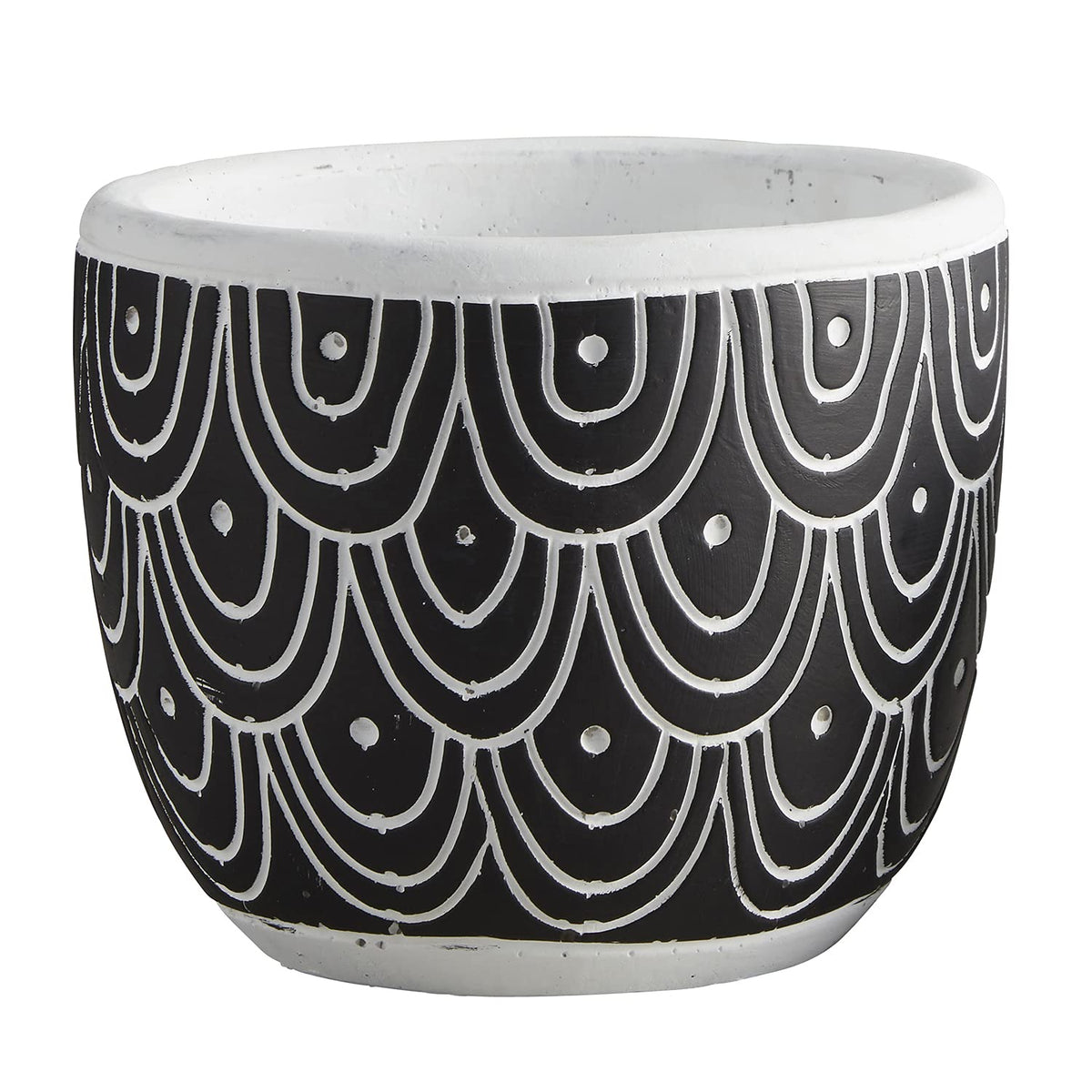 47th & Main Cement Planter Pot, 4.9" Tall, Black Sea Spray