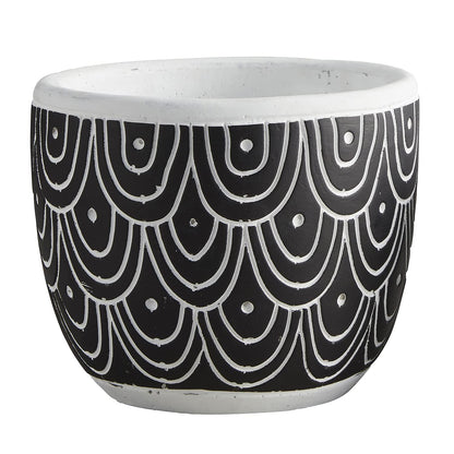 47th & Main Cement Planter Pot, 4.9" Tall, Black Sea Spray