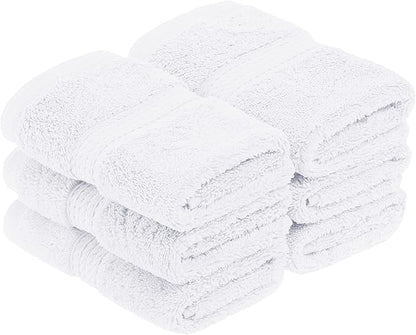 Superior Egyptian Cotton Pile Face Towel/Washcloth Set of 6, Ultra Soft Luxury