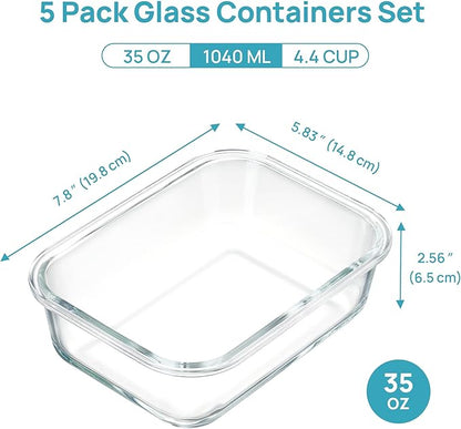 Vtopmart 5 Pack 35oz Glass Containers