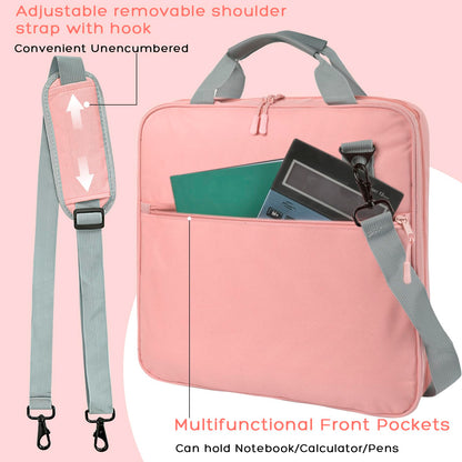 ChezMax Zipper Binder 3 Ring with Lunch Box - Zipper Binder Organizer Bag with Shoulder Strap & Handle, 2 Inch O Ring Binders, Large 500 Sheet Capacity & Multi-Pocket Binders Bag Organizer, Pink