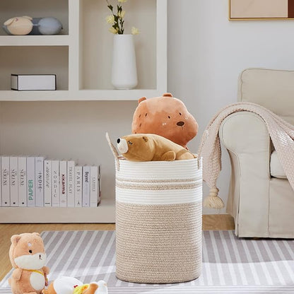 VIPOSCO Large Laundry Hamper, Tall Woven Rope Storage Basket