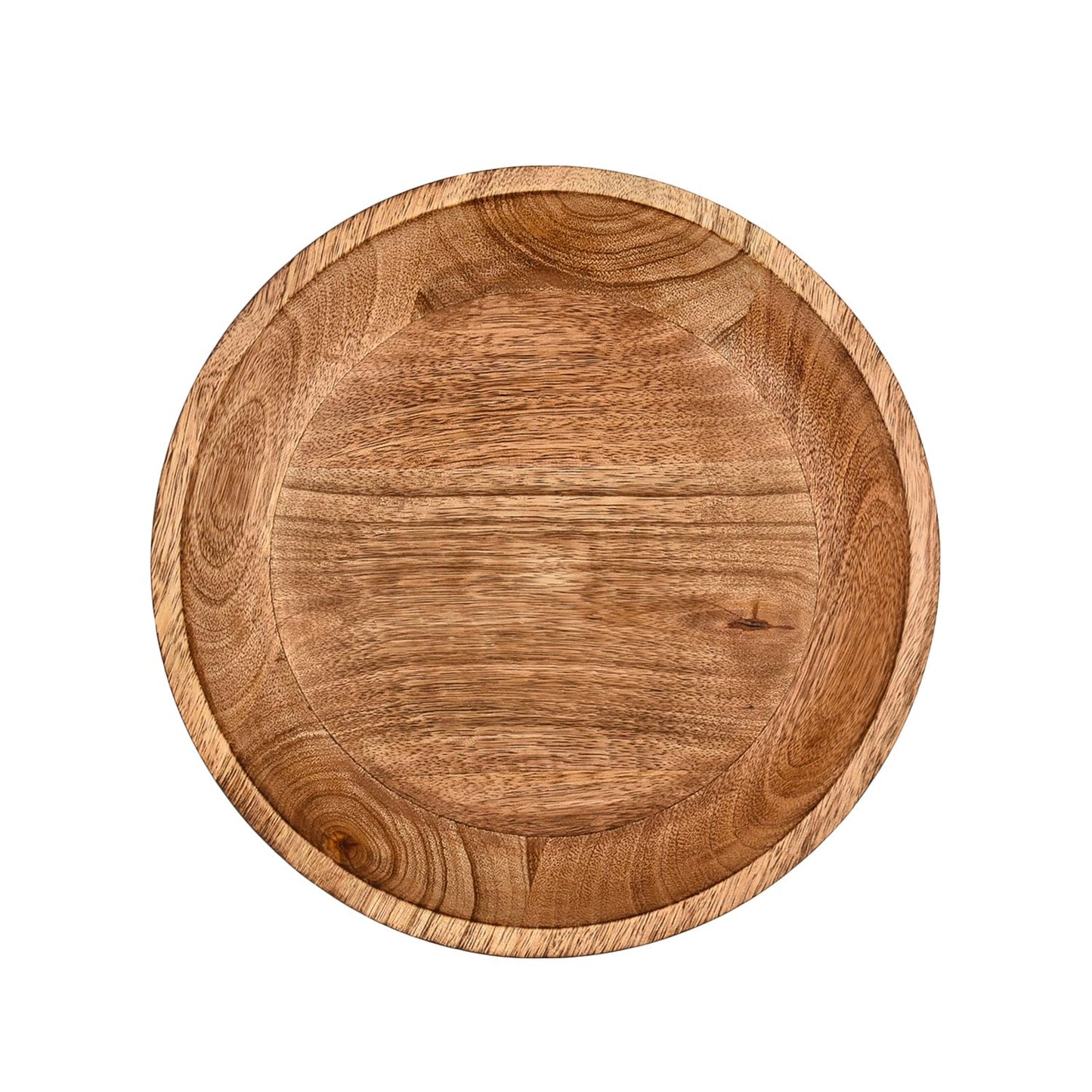 Mahasu Decorative Bowl Mango Wood Footed Bowl Round Shaped For Fruit,Dessert Platter Tray Centerpieces Home Party (10" X 10'' X 4.75")
