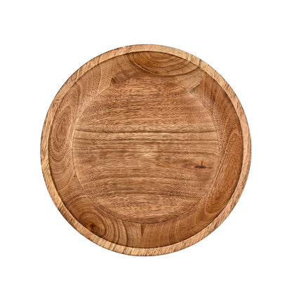 Mahasu Decorative Bowl Mango Wood Footed Bowl Round Shaped For Fruit,Dessert Platter Tray Centerpieces Home Party (10" X 10'' X 4.75")