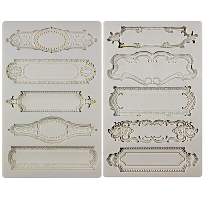Baroque Style Silicone Molds 2-Count Plaque and Object Labels for Crafts