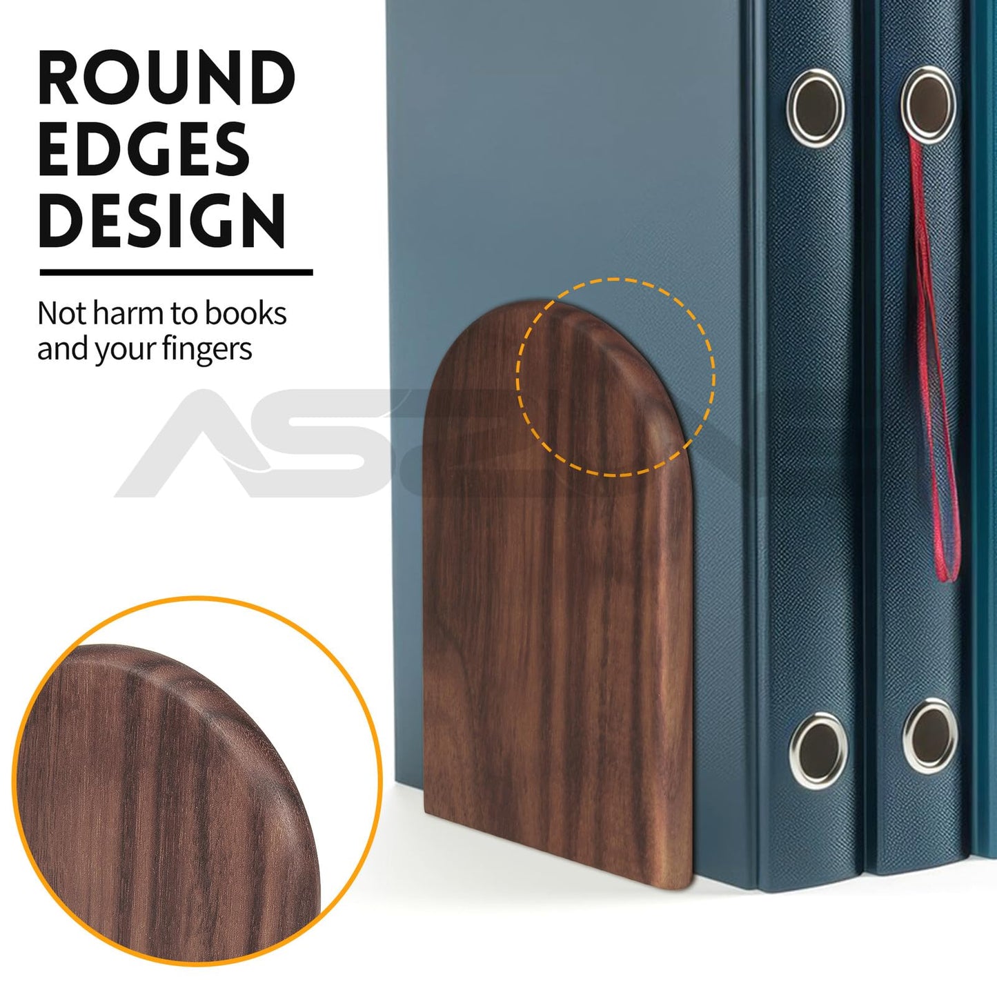 2Pairs Book Ends for Heavy Books, Wooden Bookends, Holds Heavy Books, Non-Skid, Perfect for Office Desk