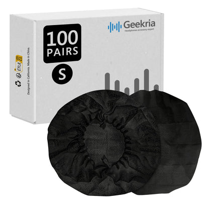 Geekria 100 Pairs Disposable Ear Covers for AKG Y500, Beats Solo 3, Solo 2, JBL Tune 500BT, Sennheiser HD 239 Headphones, Stretchable & Hygienic Protectors (S/Black)