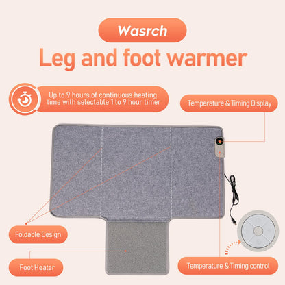 Wasrch Under Desk Warmer Portable Space Heater, Leg Warmer Foot Warmer for Office & Home, Whisper Heat Foldable Energy Efficient With Thermostat Timer Auto Shut Off