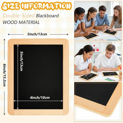 Chinco 12 Pcs Small Slate Chalkboard Mini Chalk Board with Frames Mini Board Signs School Supplies for Classroom Home Office (6 x 5 Inch,Wood)