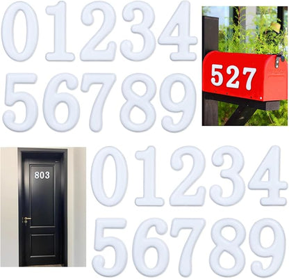 opasyo 30 Pieces Mailbox Numbers for Outside 2 inch 0-9 Self-Adhesive Mail Box Numbers,3D Gold House Numbers for Mailbox, Apartment, House, Trash Bins,Office Hotel Room (White, 2inch)