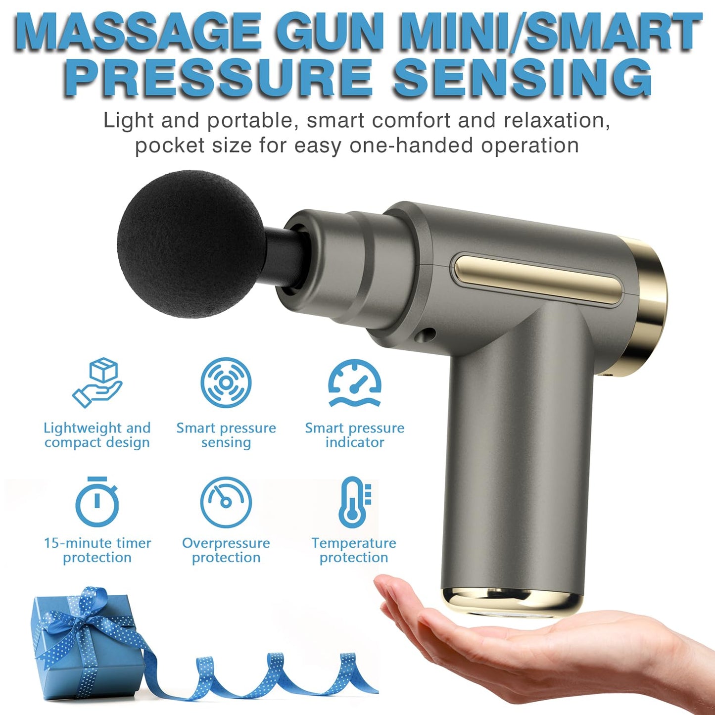 cotsoco Massage Gun Deep Tissue for Pain Relief with 4 Massage Heads & 6 Speeds, Electric Mini Handheld Body Massager for Any Pain Relief, Best Gifts for Dad and Mom