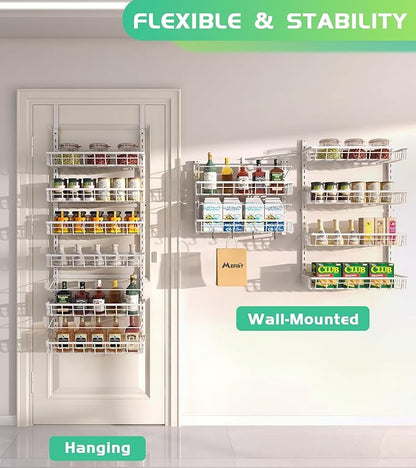 Over The Door Pantry Organizer, Wall Mount Spice Rack, Pantry Hanging Storage