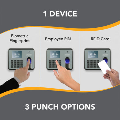 uPunch MK1000 Biometric Fingerprint/Proximity Time Clock for Employees | Small Business Time Tracking System with RFID, and PIN Options (No Monthly Fee)