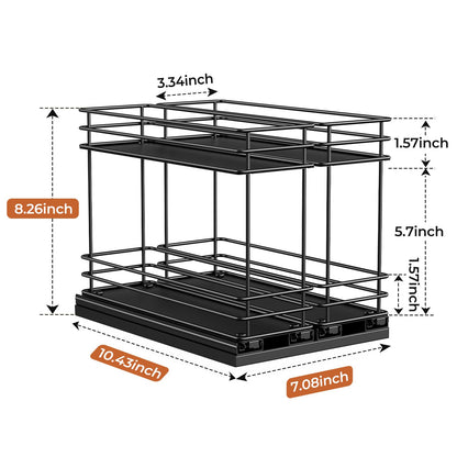 Pull Out Spice Rack Organizer for Cabinet, Slide Out Spice Racks, Easy to Install, 2.1''Wx10.35''Dx8.26''H, 3 Drawers 2 Tiers(Black)
