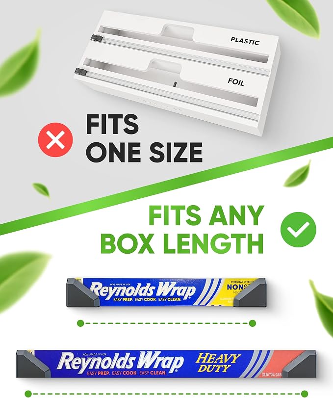 Skywin Adhesive Foil and Plastic Wrap Organizer Black, Fits Box Width up to 2.16/55mm Aluminum Foil Organization and Storage – Aluminum Foil Heavy Duty Holder Aluminum Foil Dispense