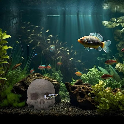 Resin Reptile Hideout for Tank Realistic Skull Decor for Terrarium White Decorative Skeleton Head Hides and Caves for Fish Ball Python Axolotl Tarantula