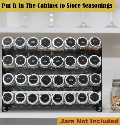 Ardier 4 Tier Countertop Spice Rack Organizer for Kitchen Cabinet Pantry or Wall Mount, Matte Black (Jars Not Included)