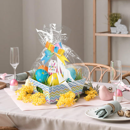 Cinrobiye 12 Pcs Pastel Basket for Gifts Bulk DIY Empty to Fill Kit Candy Tray Favor with Include Wrap Bags Pull Bows for Spring Holiday Baby Shower Wedding Anniversaries Birthdays Party