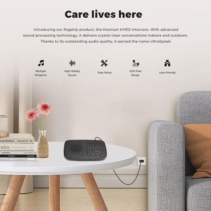 Hosmart Intercoms Wireless for Home UltraSpeak Pro, 2025 Full Duplex Wireless Intercom System for Business, Room to Room Intercom Two Way Real-time Intercom with 1200 Feet Range (6 Stations)