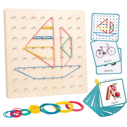 Auvewilo Wooden Geoboard Path Planning Educational Toy for Kids 5+