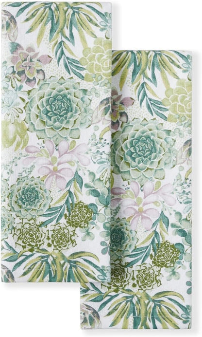 Martha Stewart Dual Purpose Kitchen Towel 2-Pack Set, Succulents