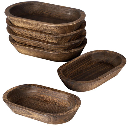 DORMIYA 6 Pack Wooden Dough Bowls for Candle Making - Oval Decor Rustic Bowls for Fruit, DIY Candle, Crafts Making, Farmhouse Wood Trays for Home Decor, 9.4 x 5.5 x 1.6 Inch