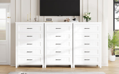 Jocoevol 5 Drawer Dresser for Bedroom - Farmhouse 44.9" Tall Chest of Dresser with Large Storage, Rubst Wood Construction for Living Room, Hallway & Entryway - White