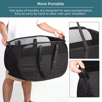 2 Pcs Collapsible Laundry Baskets, Tear Proof Pop Up Laundry Hamper