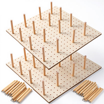 IANFAN 6 Pcs Wood Pegboard Drawer Organizer with 48 Pegs, Wooden Peg Board Drawer Shelf Organizer Adjustable Peg Drawers Organizers for Kitchen Dishes Plate Pegboard Food Containers(17x5.91, Wood)