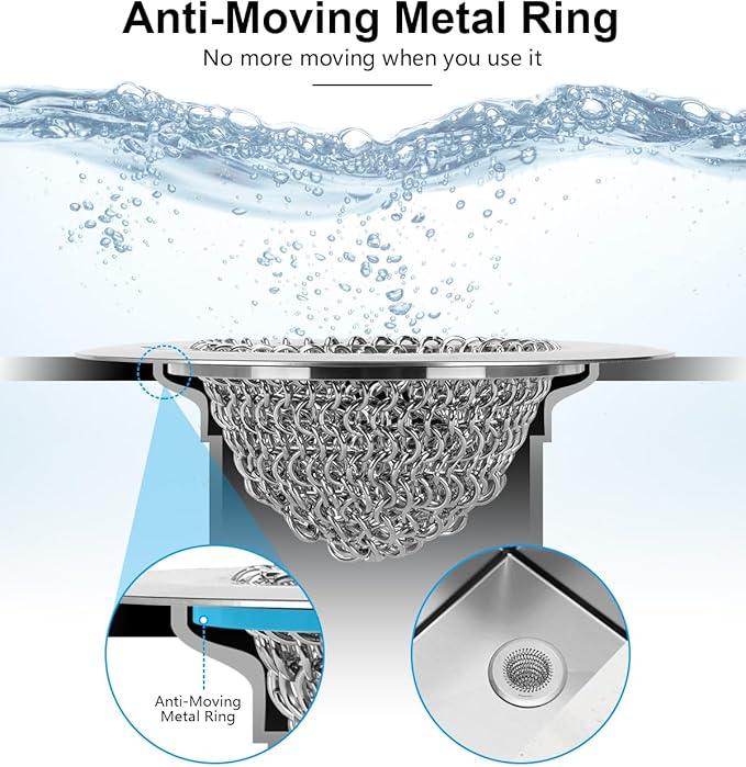 Sink Drain Strainer&Stopper, Anti-Slip Flexible Mesh Sink Strainer