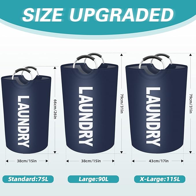 StorageRight 90L Large Laundry Basket, Laundry Hamper, Dirty Clothes Hamper