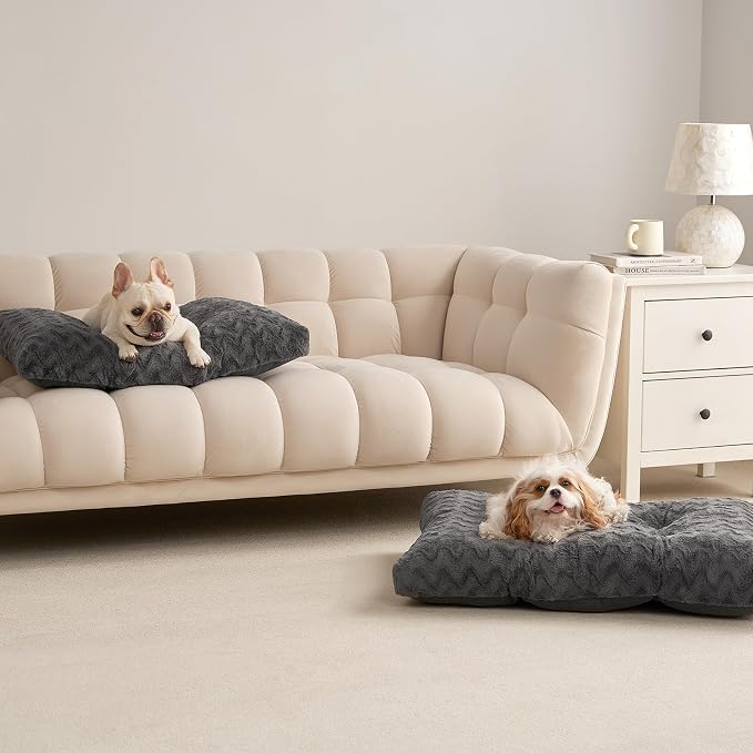 EHEYCIGA Washable Medium Dog Bed for Crate 29x21 Inch, Kennel Pad for Dogs Up to 35 lbs, Plush and Comfy Pet Sleeping Mat, Charcoal