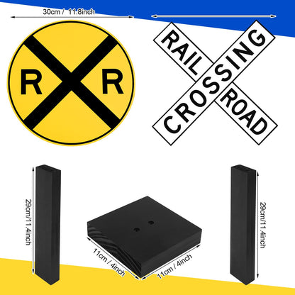 Yousoontic 2 Sets 30 Inch Tall Train Birthday Party Garden Decor Corrugated Plastic Railroad Crossing Sign with Wooden Stakes Chugga Chugga Two Two Party Decor Track Crossing Sign for Photo Booth Prop