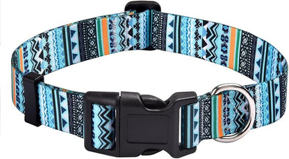 MarukoPet Dog Collar, Adjustable for Small Medium Large Dogs Puppy, Cute Design with Bohemia Floral Tribal Geometric Patterns Boys Girls Dog Collar(Green Bohemia-S)