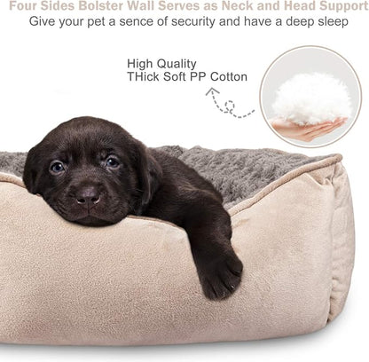 JOEJOY Rectangle Dog Bed for Large Medium Small Dogs - Washable Orthopedic Sofa Bed, Soft Breathable Puppy & Pet Cuddler, Durable Calming Dog Bed with Anti-Slip Bottom, Multiple Sizes, Beige
