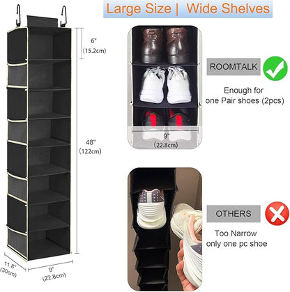 2 Pack Large-Sized Hanging Shoe Organizer 8-Shelf, Hanging Closet Organizer