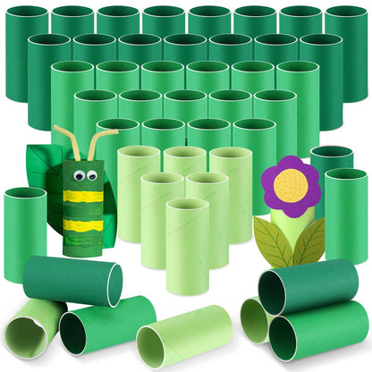 Henoyso 100 Packs Cardboard Tubes for Crafts, Thick Toilet Paper Rolls Empty for Kids Classroom Projects End of School Year Crafts Mother's Day DIY Gift Supplies (1.57 x 3.74 Inch,Green Series)