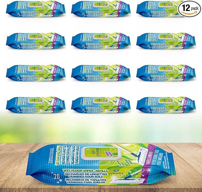 Wet Floor Wipes, Fresh Scent & Plant-Based Textured Cloth Trap Absorb Dirt