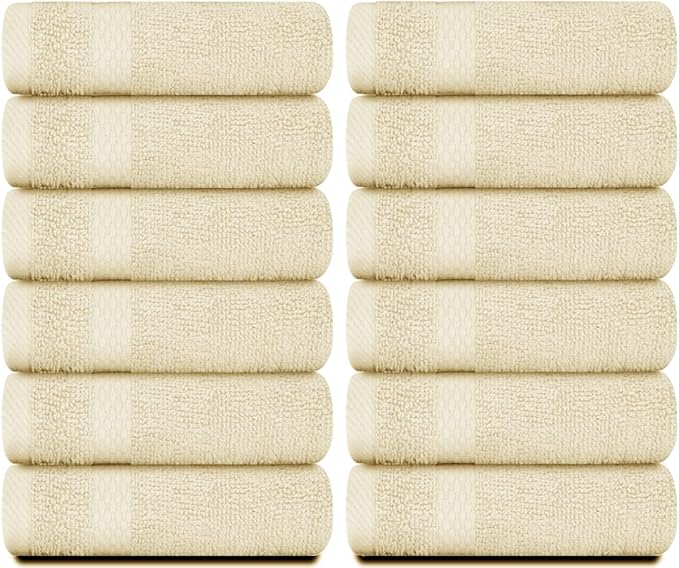 White Classic Luxury Cotton Washcloths 13x13 Inch