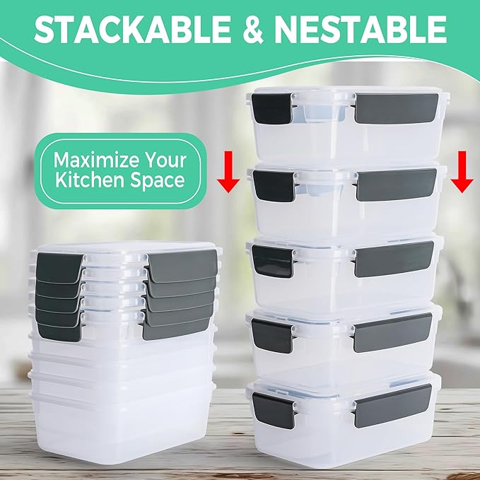 YORY 3 cup Plastic Food Storage Containers