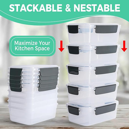 YORY 3 cup Plastic Food Storage Containers