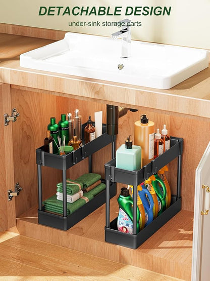 LEHOM 5.1Inch Slim Storage Cart - 4 Tiers Bathroom Organizer Mobile Shelving Unit Storage Rolling Utility Cart Slide Out Organizer for Kitchen Bathroom Laundry Narrow Places, Black U4