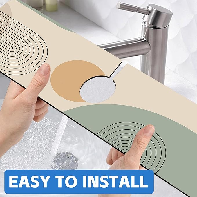 Abstract Minimalistic Geometric Kitchen Sink Splash Guard Mat Absorbent Fast